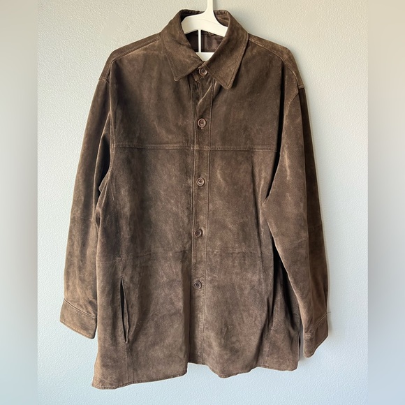 Pronto Uomo brown suede leather button down collared jacket Men’s Sz XL - Picture 1 of 8